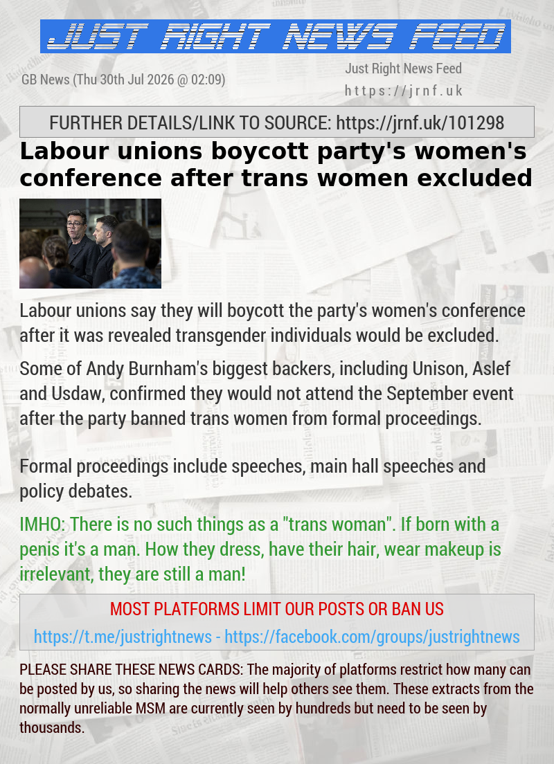 Labour unions boycott party’s women’s conference after trans women excluded