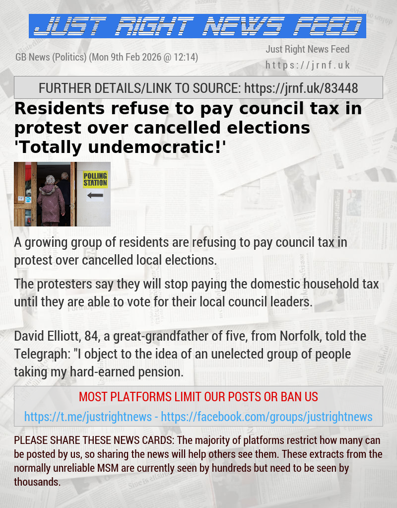 Residents refuse to pay council tax in protest over cancelled elections — ’Totally undemocratic!’