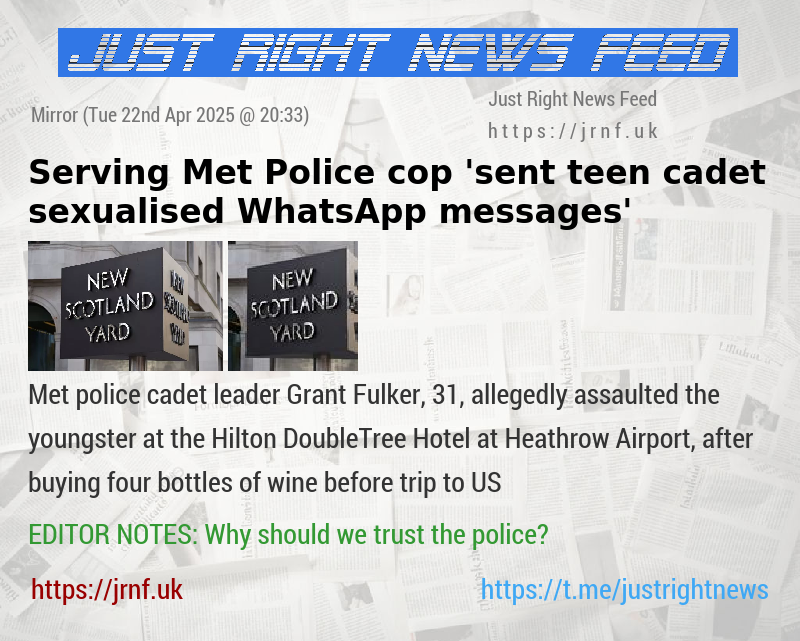 Serving Met Police cop ’sent teen cadet sexualised WhatsApp messages’