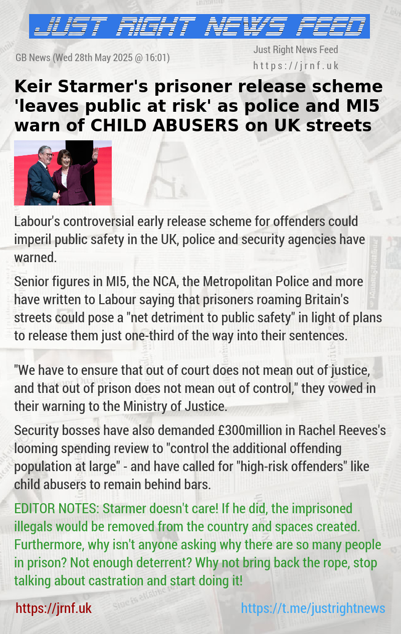 Keir Starmer’s prisoner release scheme ’leaves public at risk’ as police and MI5 warn of CHILD ABUSERS on UK streets
