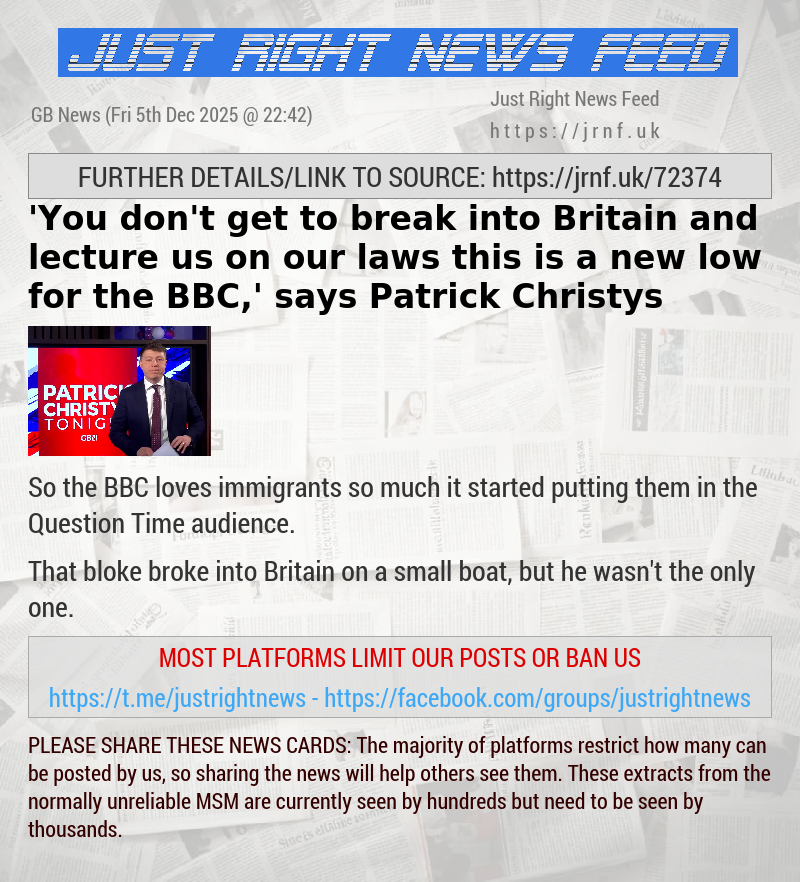 ’You don’t get to break into Britain and lecture us on our laws — this is a new low for the BBC,’ says Patrick Christys