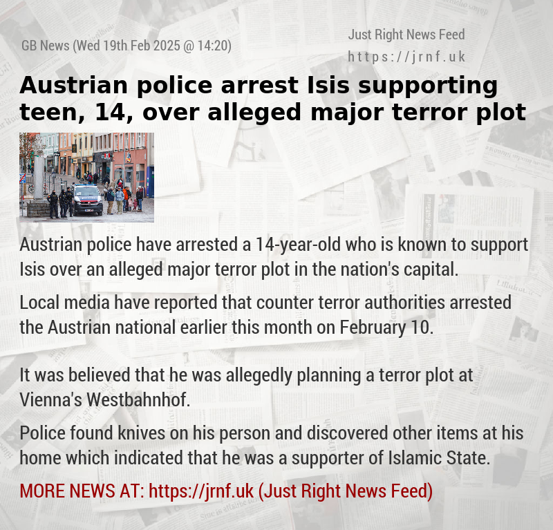 Austrian police arrest Isis—supporting teen, 14, over alleged major terror plot