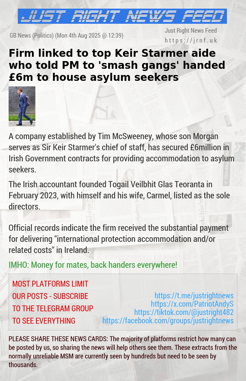 Firm linked to top Keir Starmer aide who told PM to ’smash gangs’ handed &pound;6m to house asylum seekers