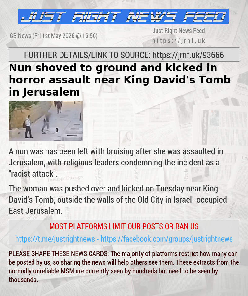 Nun shoved to ground and kicked in horror assault near King David’s Tomb in Jerusalem
