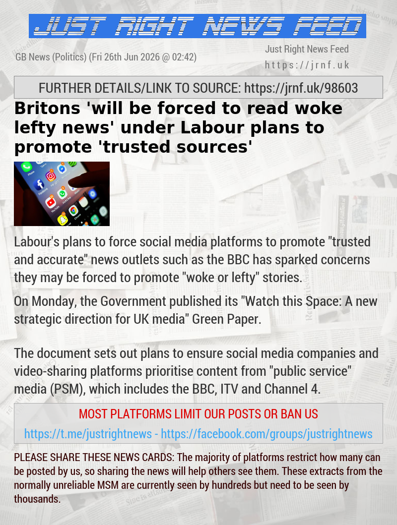 Britons ’will be forced to read woke lefty news’ under Labour plans to promote ’trusted sources’