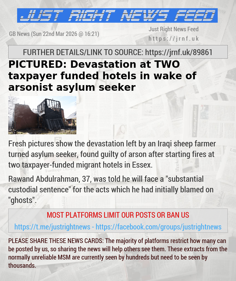 PICTURED: Devastation at TWO taxpayer—funded hotels in wake of arsonist asylum seeker