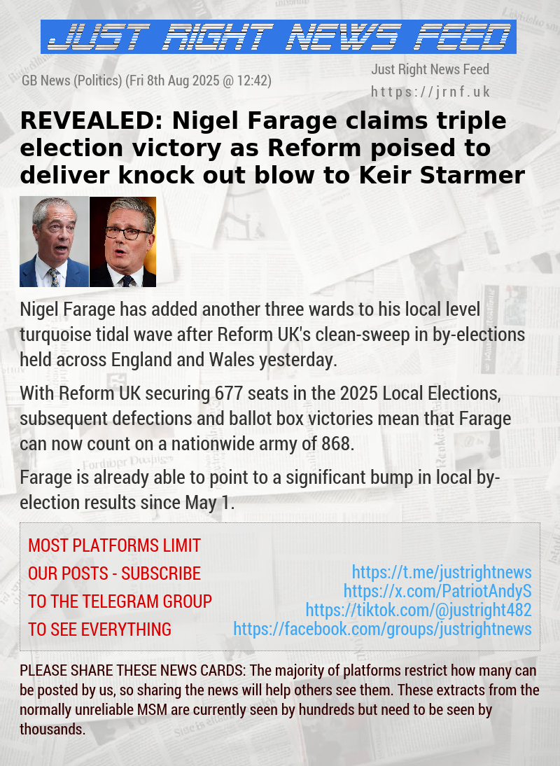 REVEALED: Nigel Farage claims triple election victory as Reform poised to deliver knock—out blow to Keir Starmer