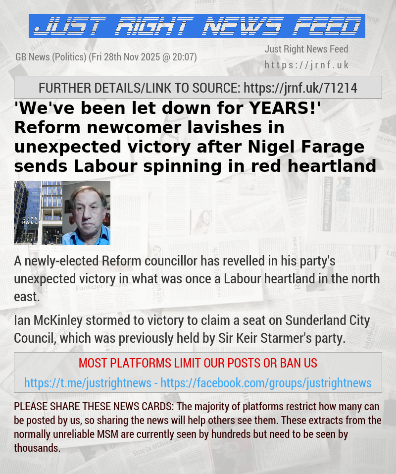 ’We’ve been let down for YEARS!’ Reform newcomer lavishes in unexpected victory after Nigel Farage sends Labour spinning in red heartland