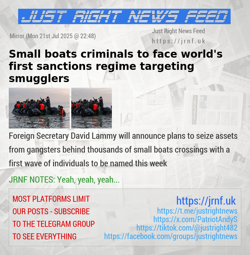 Small boats criminals to face world’s first sanctions regime targeting smugglers