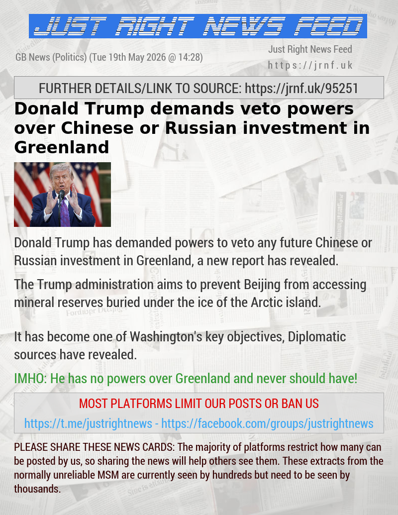Donald Trump demands veto powers over Chinese or Russian investment in Greenland