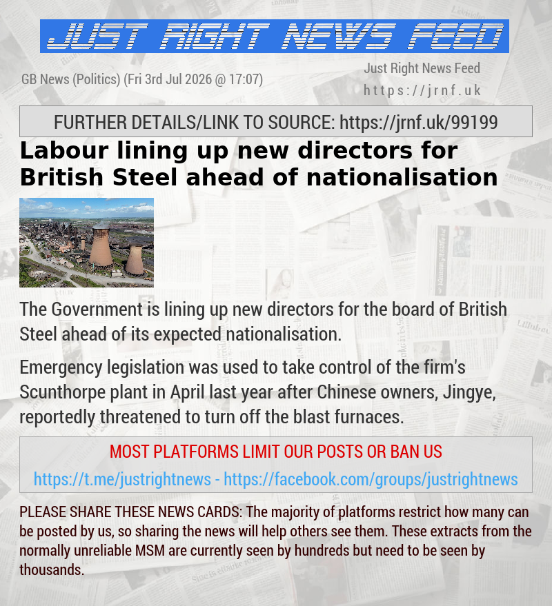 Labour lining up new directors for British Steel ahead of nationalisation