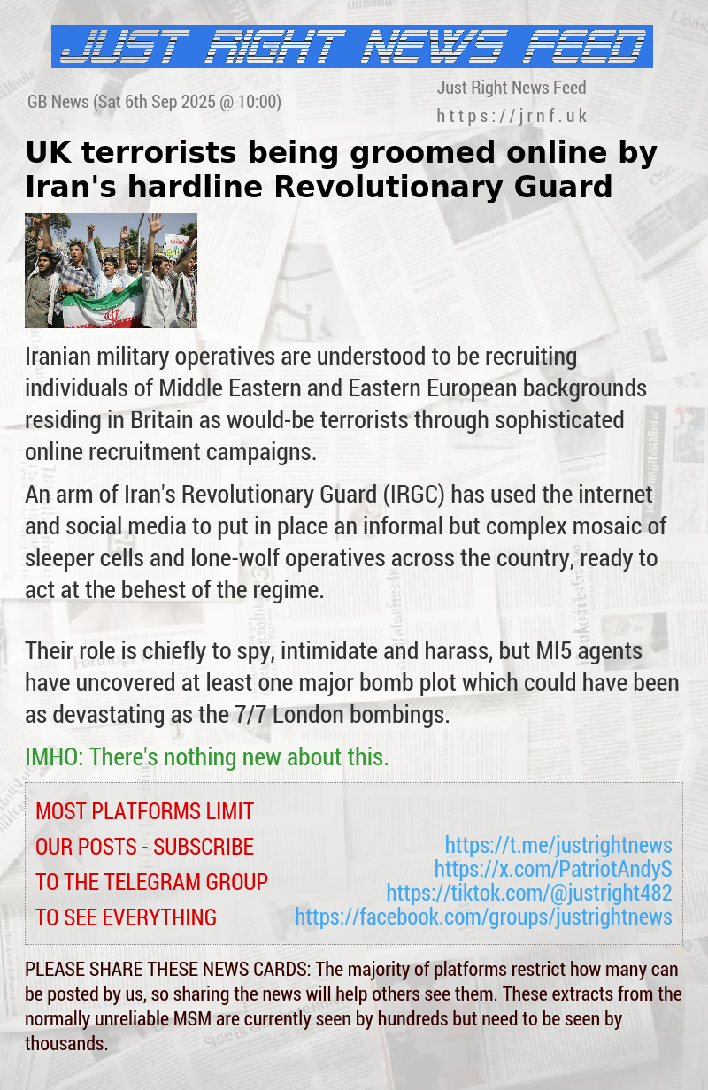 UK terrorists being groomed online by Iran’s hardline Revolutionary Guard