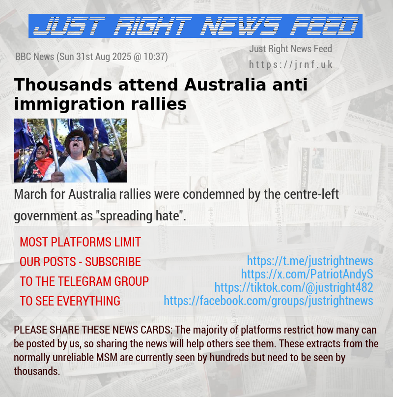 Thousands attend Australia anti—immigration rallies