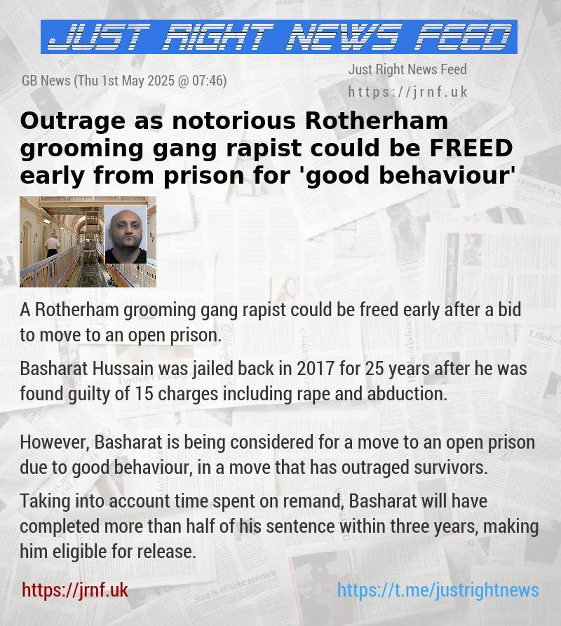 Outrage as notorious Rotherham grooming gang rapist could be FREED early from prison for ’good behaviour’