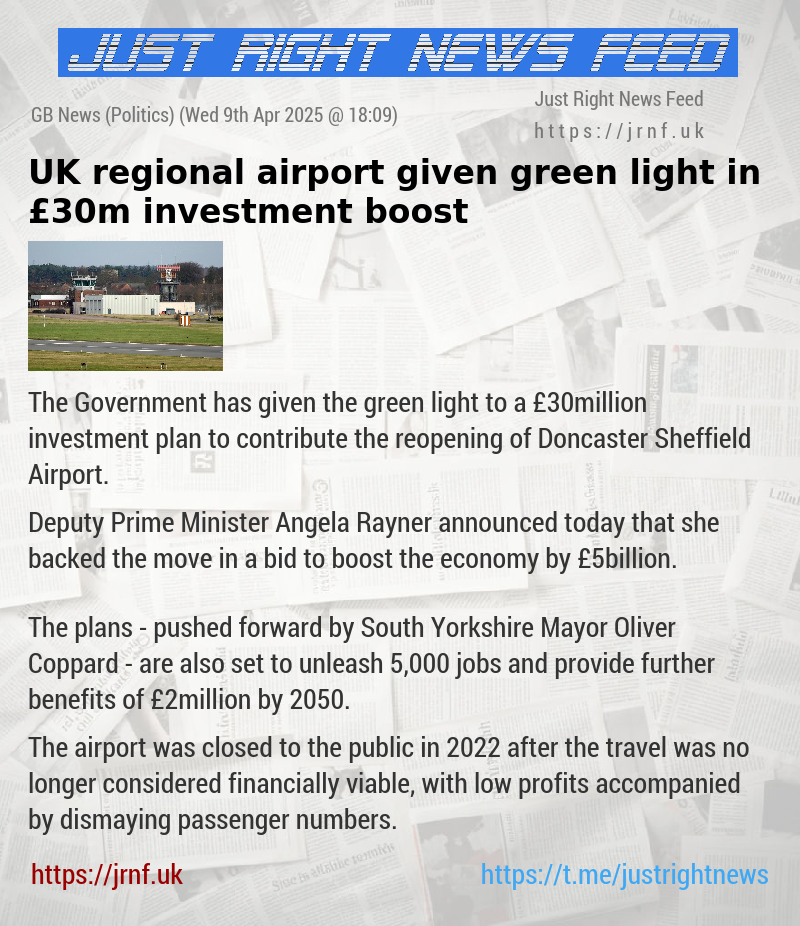 UK regional airport given green light in £30m investment boost