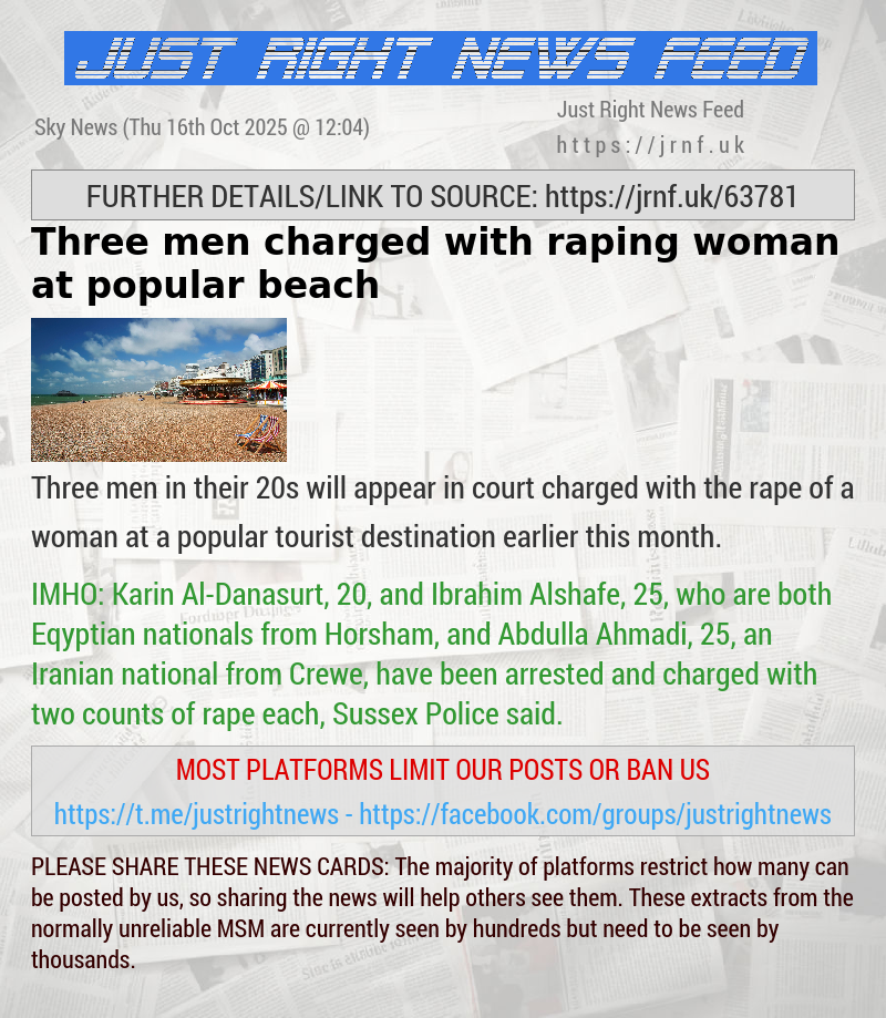 Three men charged with raping woman at popular beach