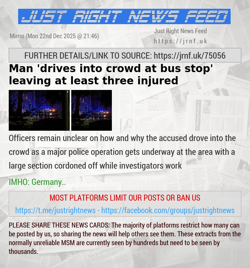 Man ’drives into crowd at bus stop’ leaving at least three injured