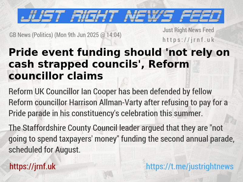 Pride event funding should ’not rely on cash—strapped councils’, Reform councillor claims