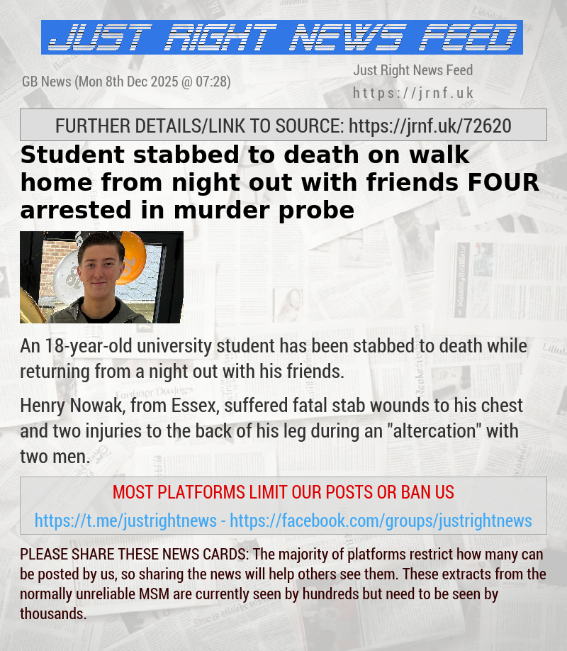 Student stabbed to death on walk home from night out with friends — FOUR arrested in murder probe