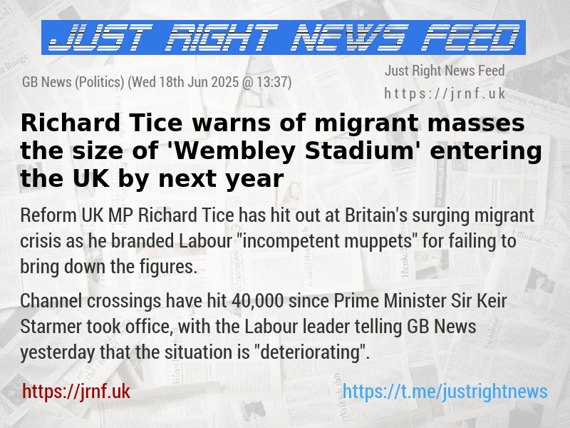 Richard Tice warns of migrant masses the size of ’Wembley Stadium’ entering the UK by next year