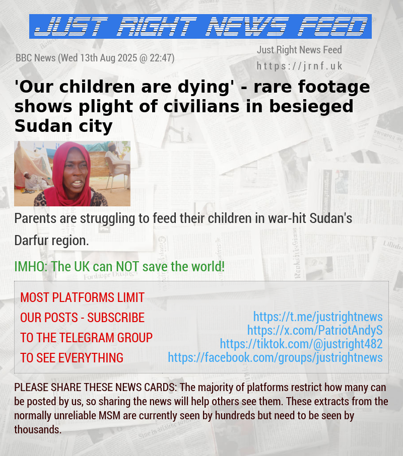 ’Our children are dying’ — rare footage shows plight of civilians in besieged Sudan city