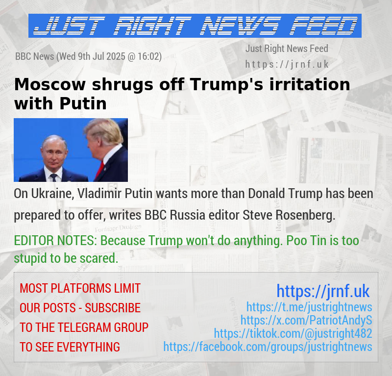 Moscow shrugs off Trump’s irritation with Putin