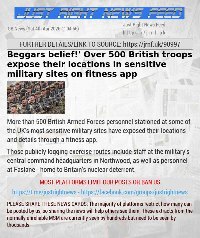 ‘Beggars belief!’ Over 500 British troops expose their locations in sensitive military sites on fitness app