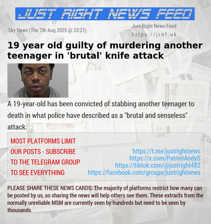 19—year—old guilty of murdering another teenager in ’brutal’ knife attack