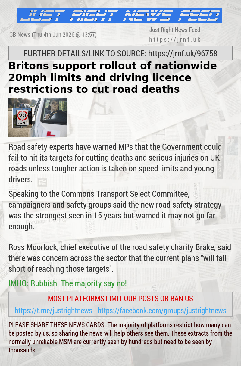 Britons support rollout of nationwide 20mph limits and driving licence restrictions to cut road deaths