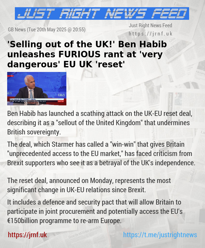 ’Selling out of the UK!’ Ben Habib unleashes FURIOUS rant at ’very dangerous’ EU—UK ’reset’