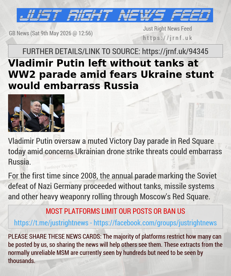 Vladimir Putin left without tanks at WW2 parade amid fears Ukraine stunt would embarrass Russia