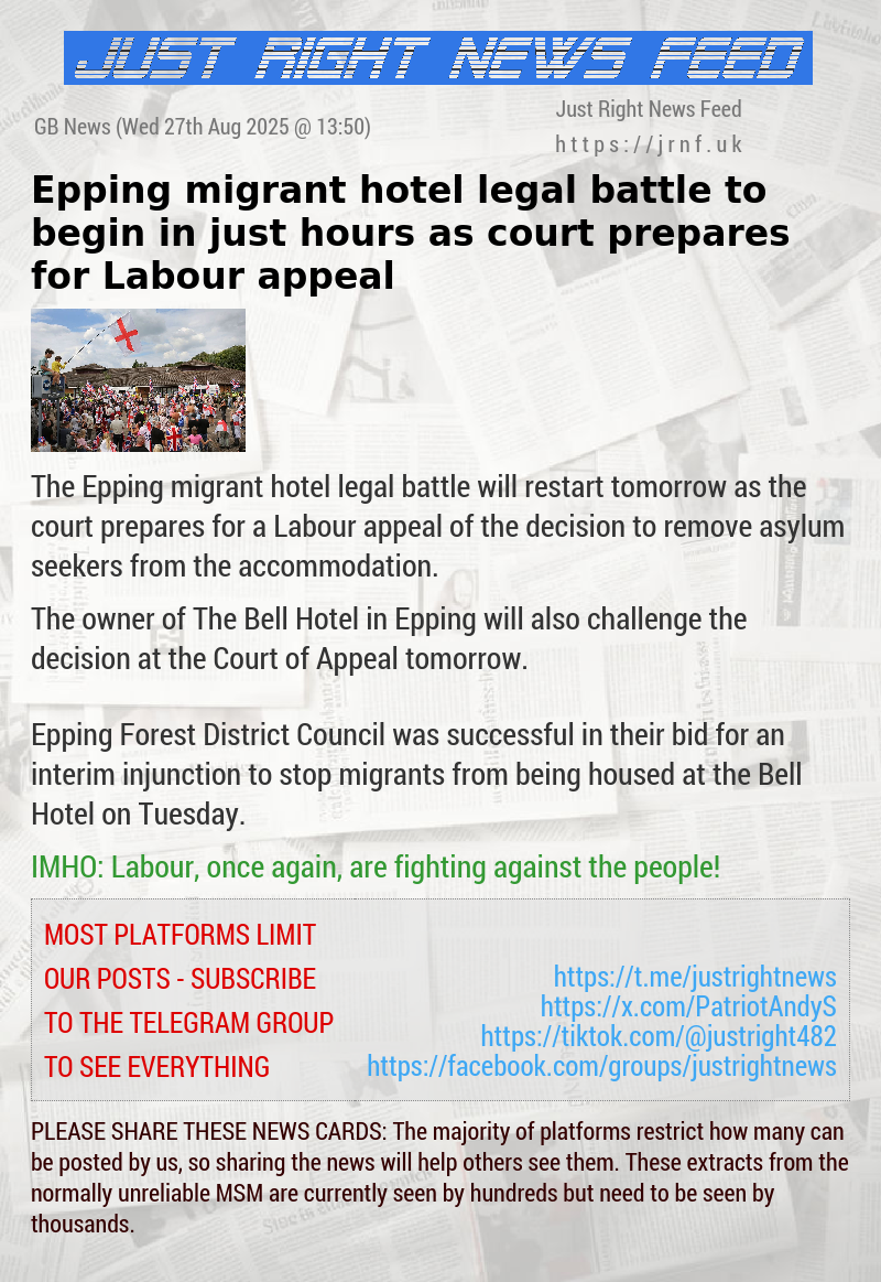 Epping migrant hotel legal battle to begin in just hours as court prepares for Labour appeal