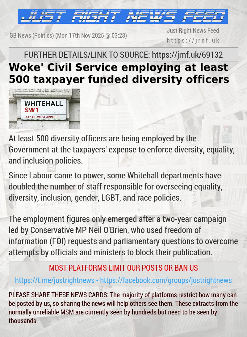 ‘Woke’ Civil Service employing at least 500 taxpayer—funded diversity officers