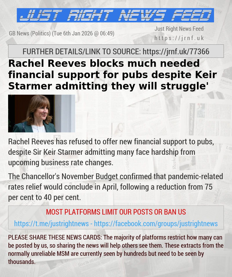 Rachel Reeves blocks much—needed financial support for pubs despite Keir Starmer admitting they ‘will struggle’