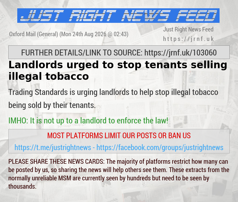 Landlords urged to stop tenants selling illegal tobacco