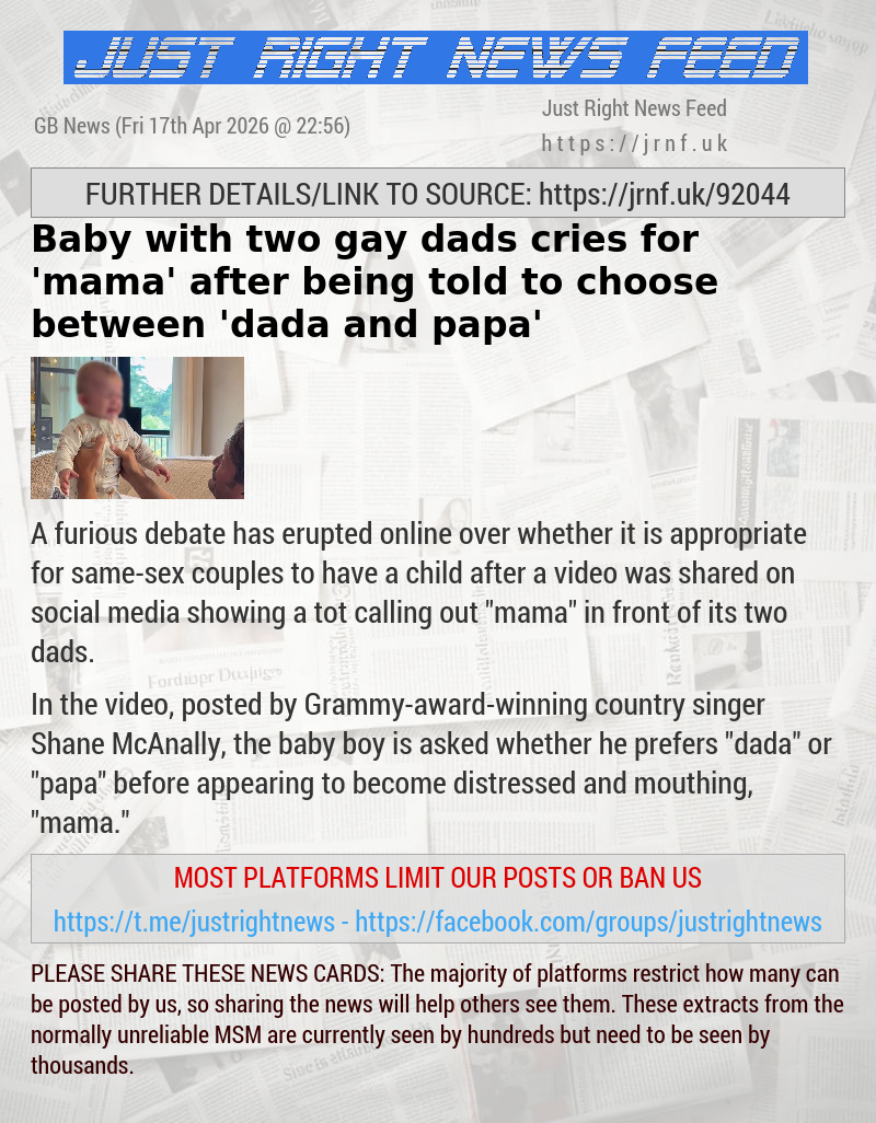 Baby with two gay dads cries for ’mama’ after being told to choose between ’dada and papa’