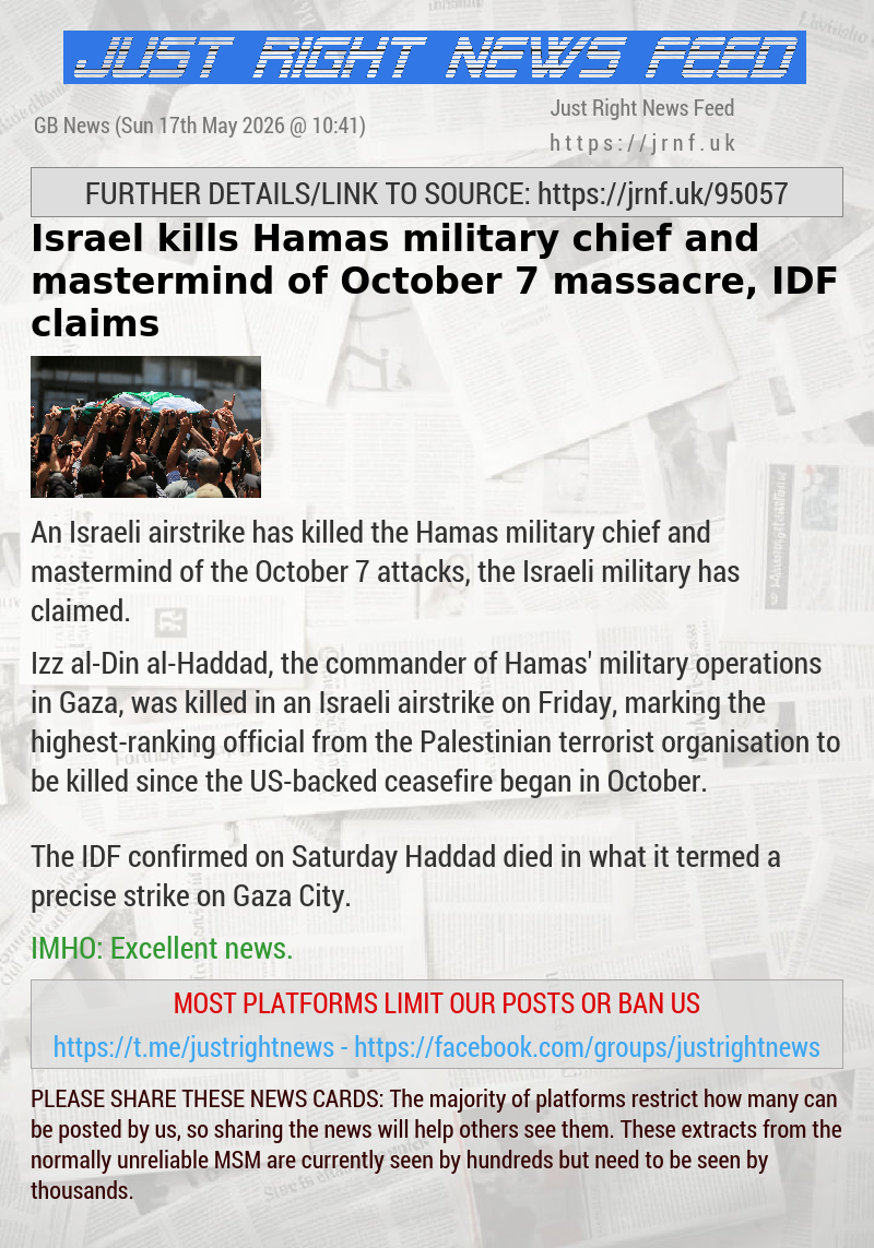 Israel kills Hamas military chief and mastermind of October 7 massacre, IDF claims