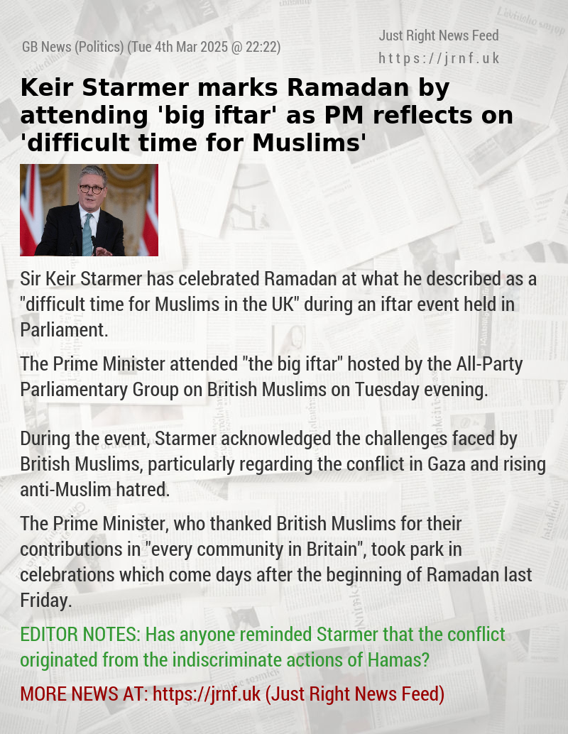 Keir Starmer marks Ramadan by attending ’big iftar’ as PM reflects on ’pain of Gaza conflict’ at ’difficult time for Muslims’