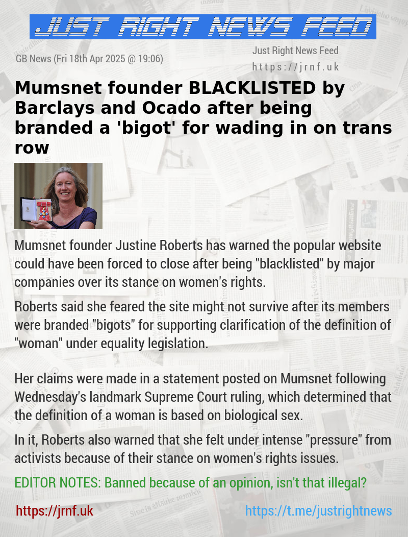 Mumsnet founder BLACKLISTED by Barclays and Ocado after being branded a ’bigot’ for wading in on trans row