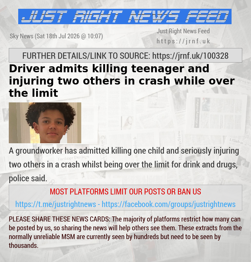 Driver admits killing teenager and injuring two others in crash while over the limit