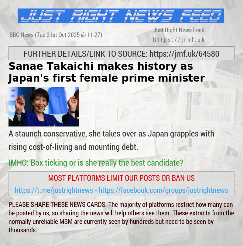 Sanae Takaichi makes history as Japan’s first female prime minister