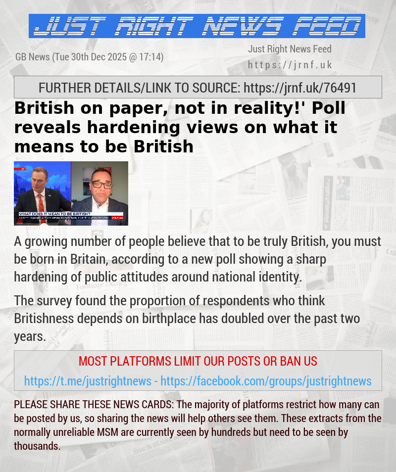‘British on paper, not in reality!’ Poll reveals hardening views on what it means to be British