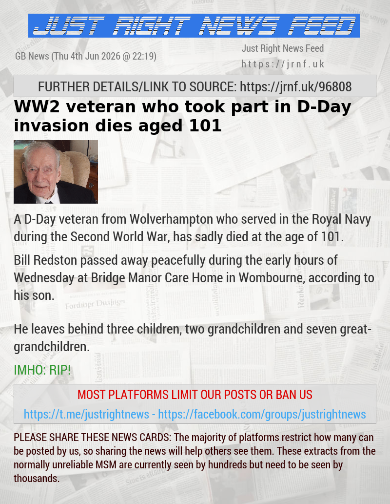 WW2 veteran who took part in D—Day invasion dies aged 101