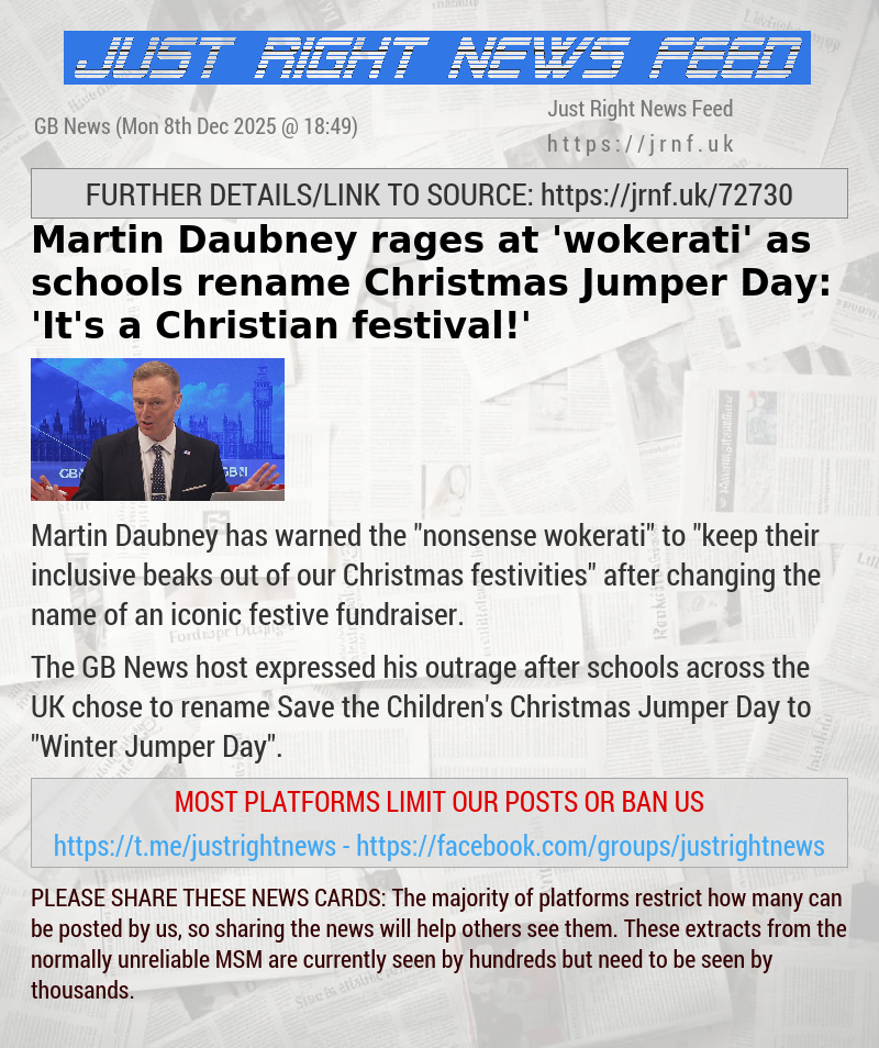 Martin Daubney rages at ’wokerati’ as schools rename Christmas Jumper Day: ’It’s a Christian festival!’