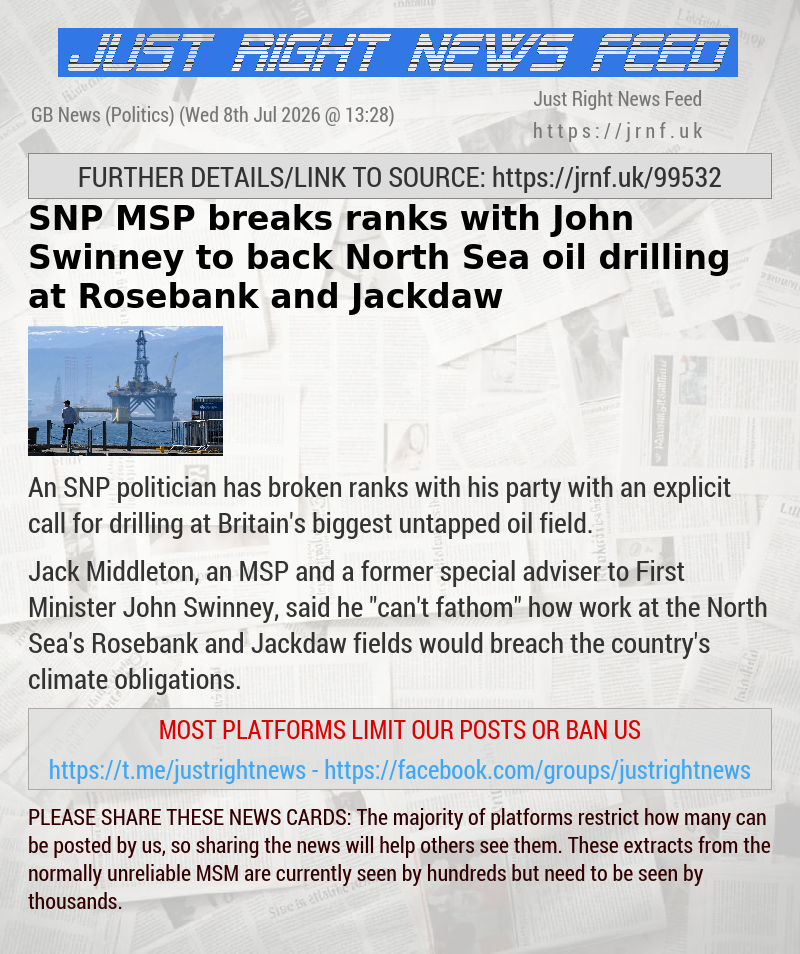 SNP MSP breaks ranks with John Swinney to back North Sea oil drilling at Rosebank and Jackdaw