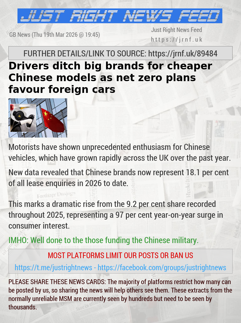 Drivers ditch big brands for cheaper Chinese models as net zero plans favour foreign cars
