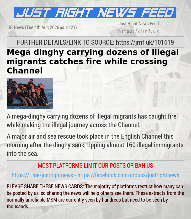 Mega—dinghy carrying dozens of illegal migrants catches fire while crossing Channel