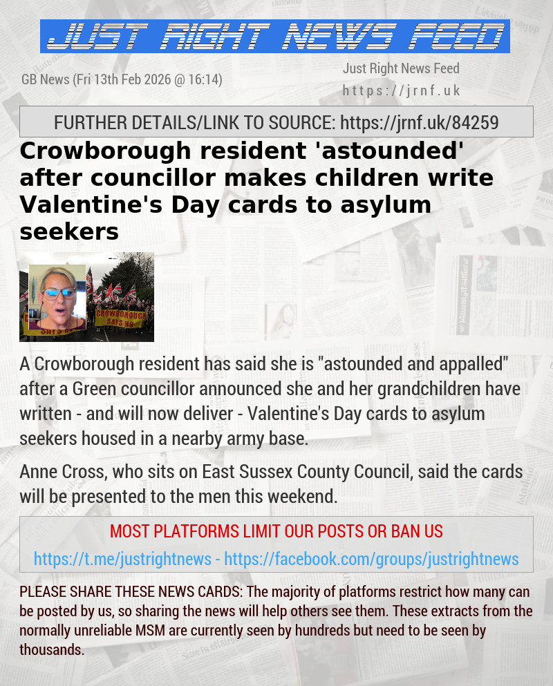 Crowborough resident ’astounded’ after councillor makes children write Valentine’s Day cards to asylum seekers
