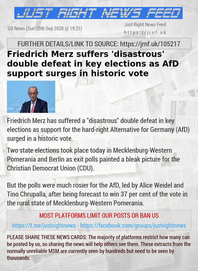 Friedrich Merz suffers ’disastrous’ double defeat in key elections as AfD support surges in historic vote