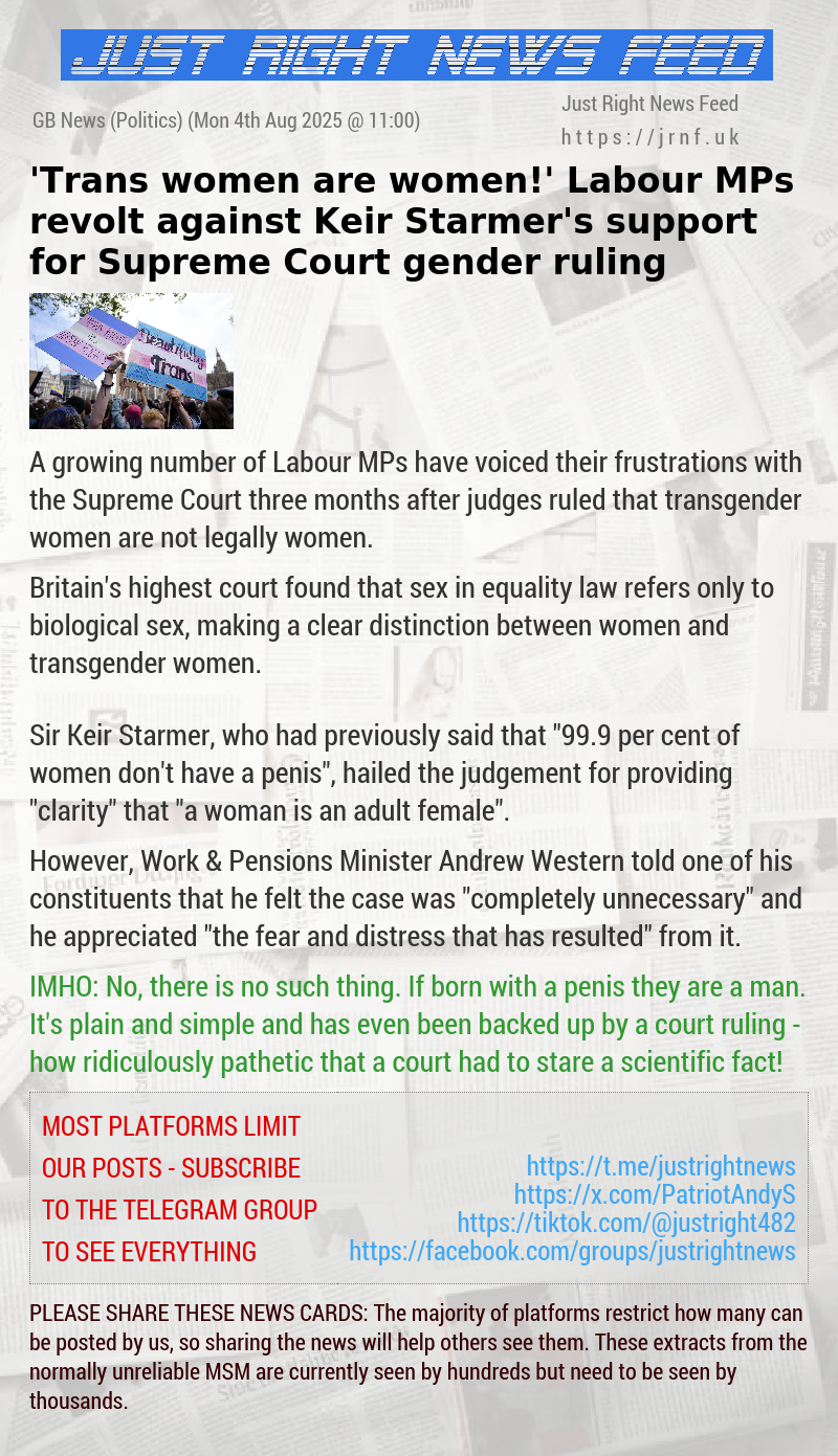 ’Trans women are women!’ Labour MPs revolt against Keir Starmer’s support for Supreme Court gender ruling